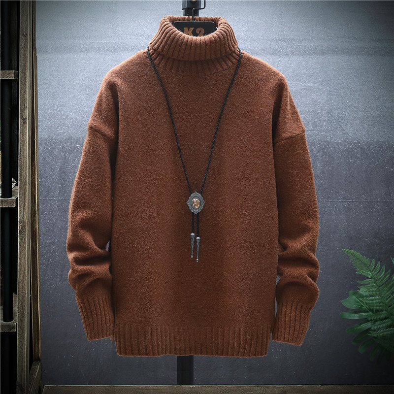The trend of high-neck cashmere sweaters for boys in winter for junior high and senior high school students: thickened and fleece base wool sweaters Specification image
