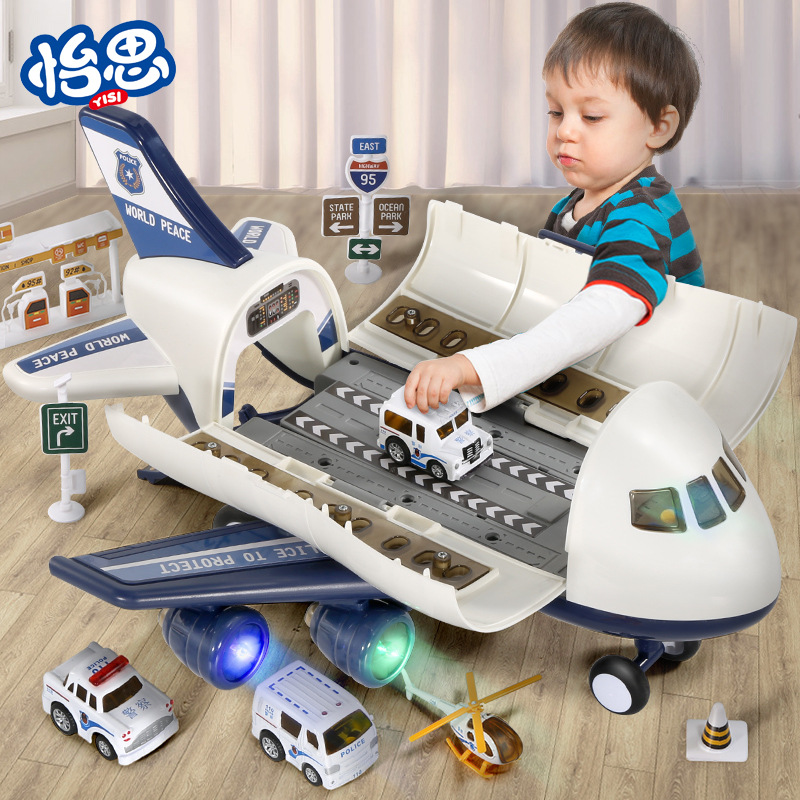 大号飞机玩具 儿童惯性车模型收纳套装音乐益智男孩玩具批发图