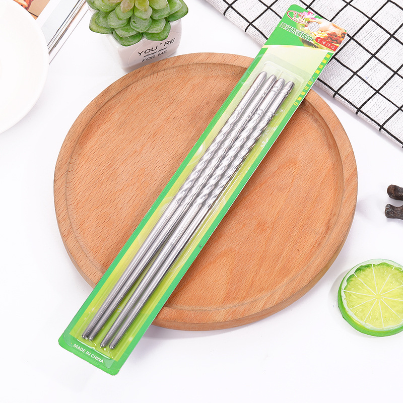 Factory direct sales of Zhejiang Feitian series 23-centimeter-long double-pair threaded steel chopsticks