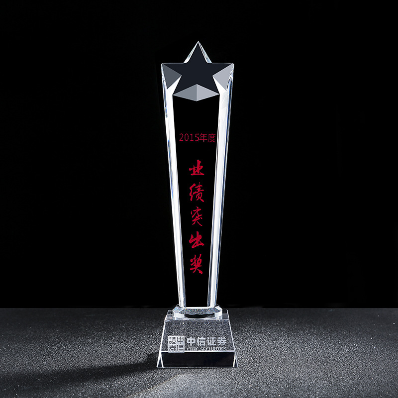 Crystal Five-Pointed Star Trophy Custom Gold Star Year-End Reward Enterprise Company Gift Souvenir Crystal Trophy Custom Xiangyu Crystal details Picture