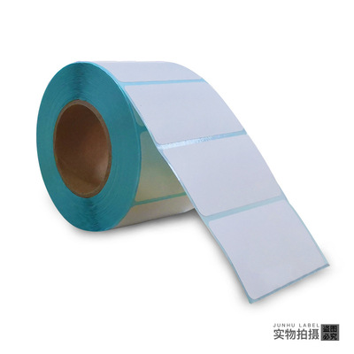 Manufacturer's Quality Blue Bottom Three Heat-Proof Paper 50*30*800 Self-Adhesive Small Label Paper Bar Code Printing Specification drawing