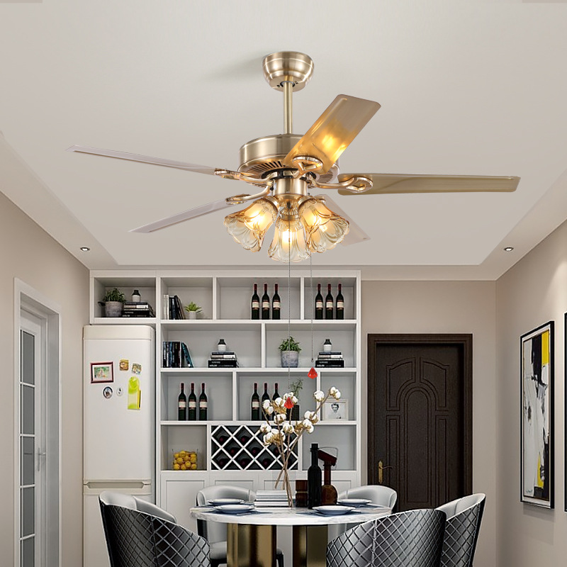 Decorative Fan Lights Living Room Bedroom Dining Room Fan Lights Retro Silent European Fan Chandelier Wind details Picture