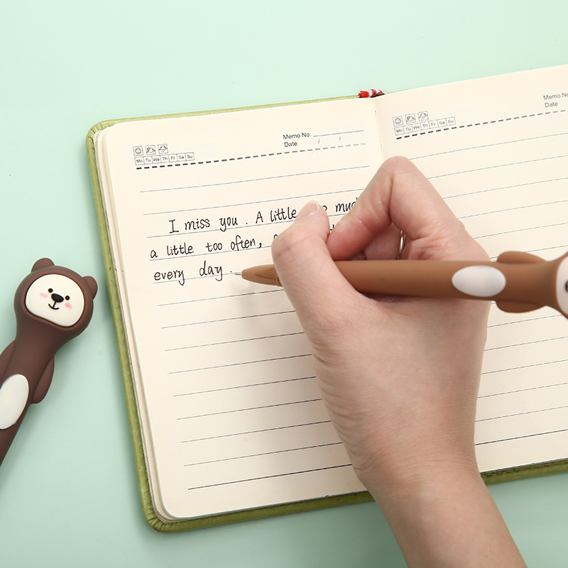 韩国文具全硅胶小熊中性笔 学生卡通中性水笔 卡通速干笔厂家批发详情图2