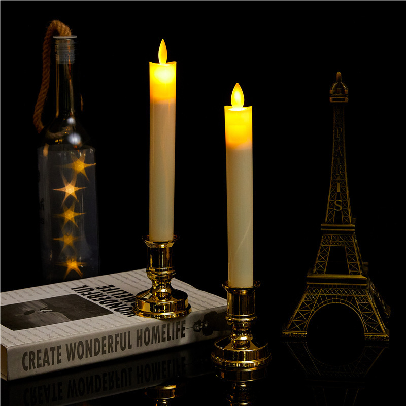 新品 带底托杆蜡 led蜡烛灯 仿真火苗电子蜡烛 婚礼气氛布置用品图