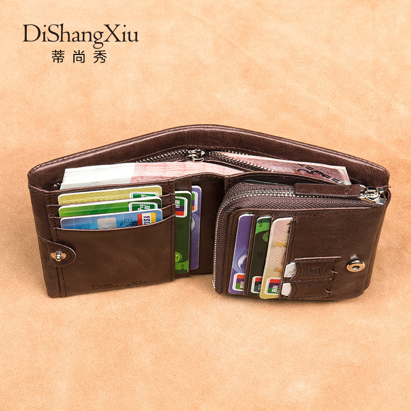 wallet/油蜡皮男三折细节图