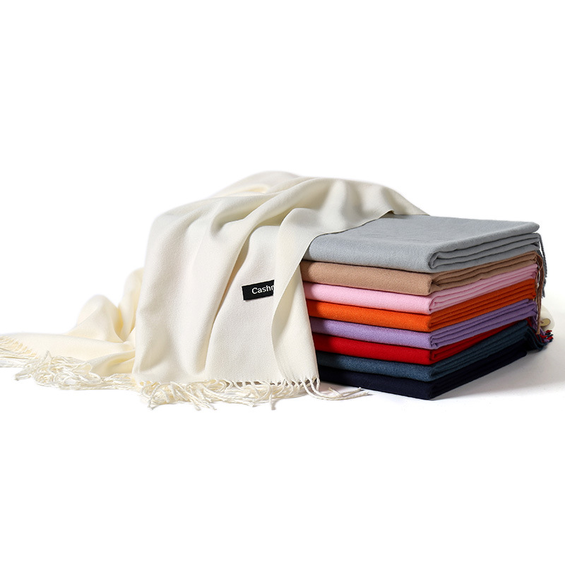 Scarf Female Autumn And Winter Pure Color Imitation Cashmere Art Everything Chinese Red Long Spring And Autumn Air-Conditioned Room Warm Shawl Thick Item Picture