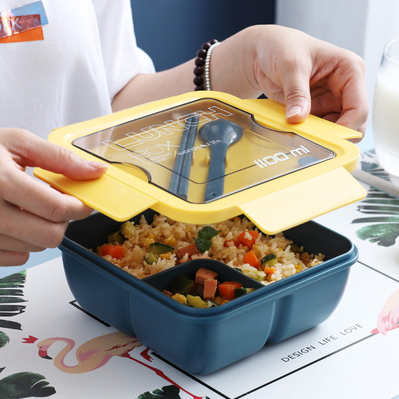 促销礼品定logo学生便携饭盒带餐具上班族可微波炉加热保温便当盒