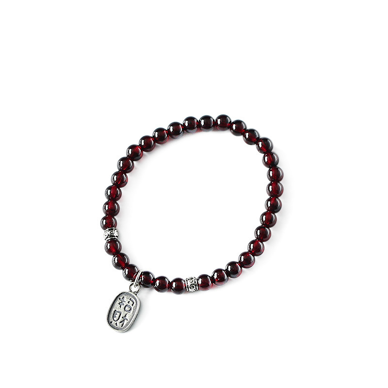 Natural garnet bracelet single-circle ladies' simple S925 silver jewelry gift, fresh and elegant Item Picture