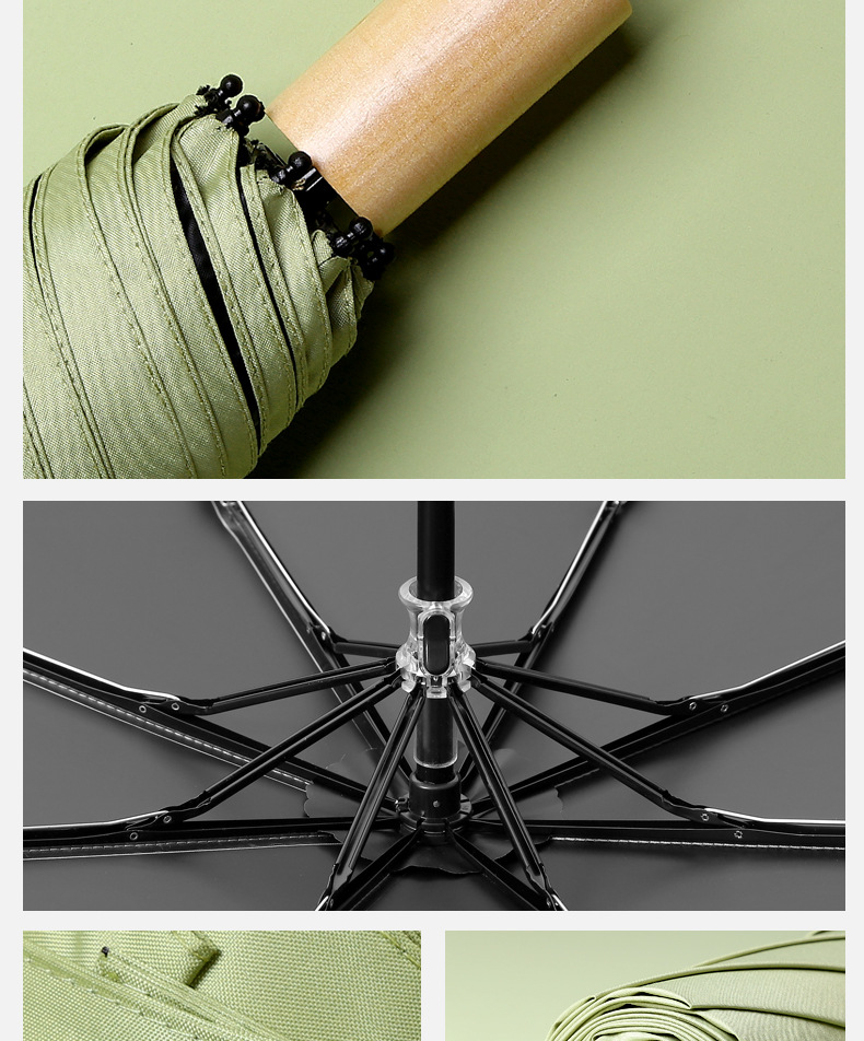 小清新文艺纯色折叠伞木柄晴雨两用创意礼品遮阳防雨日用百货详情28