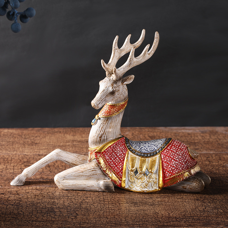 Painted Lovers Deer Creative Home Living Room Study Chinese Decoration Resin Crafts Wholesale Specification drawing