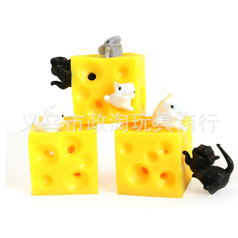 Simulated Cheese Mouse Blow Off Toy Hole Hole Ball Square Hole Hole Pinch Toy Simulated Toast Item Picture