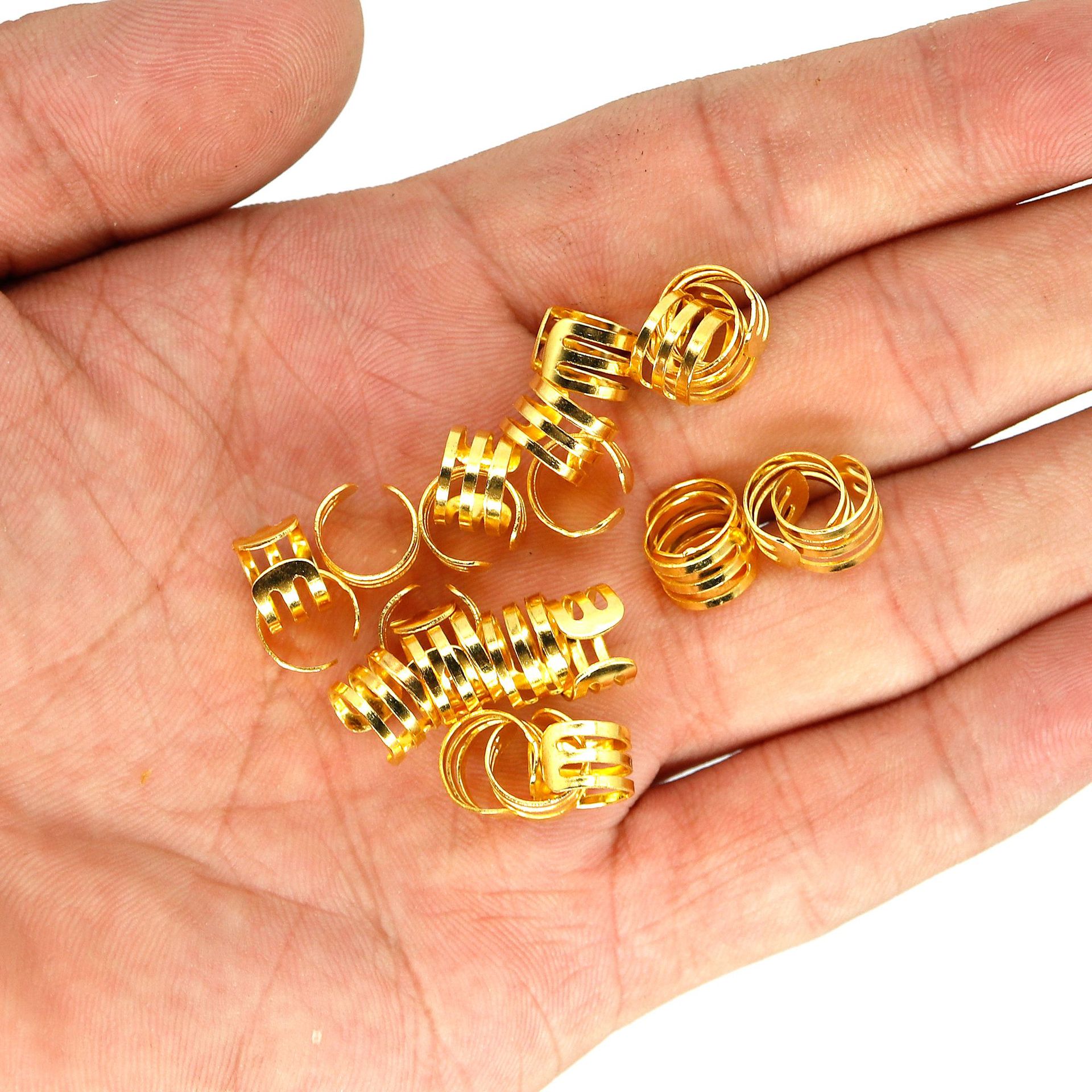 أزرار من الحديد والذهب والفضة من أزرار أزرار من أزرار دقات الشعر المكسوة بأقلام الضفائر الأفريقية القذرة Specification image