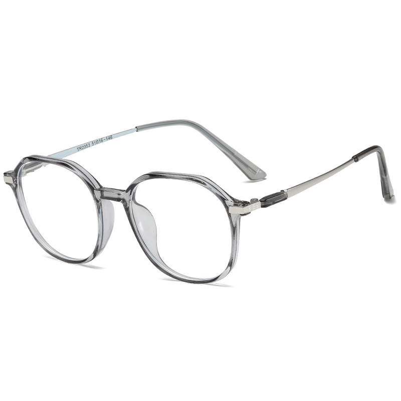 防蓝光眼镜女复古优雅透明黑色圆脸合金全框架眼镜框可配近视眼镜详情图3