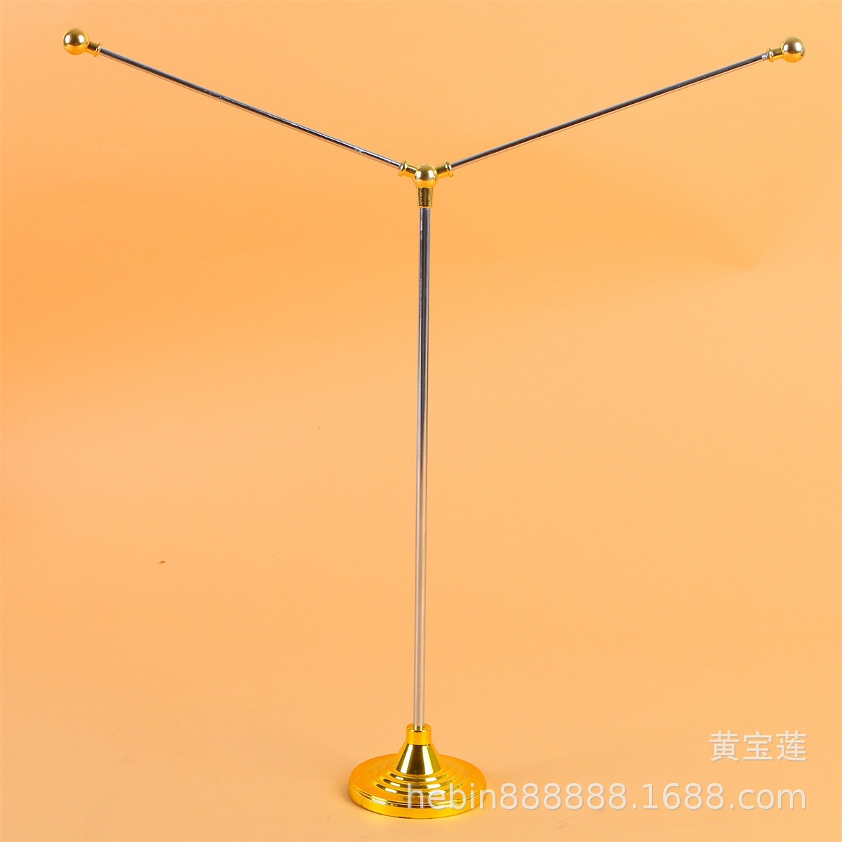 Wholesale high-end imitation gold Y-shaped double-pole table flag stand, world national flag symbol flag details Picture
