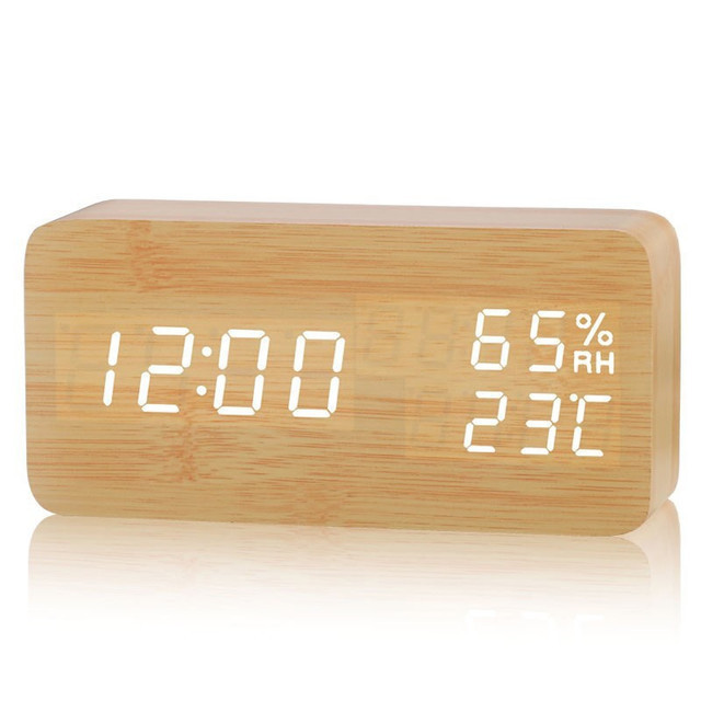 电子时钟 LED温湿度闹钟 木头温湿度时钟 LED木质钟 创意电子礼品详情图3