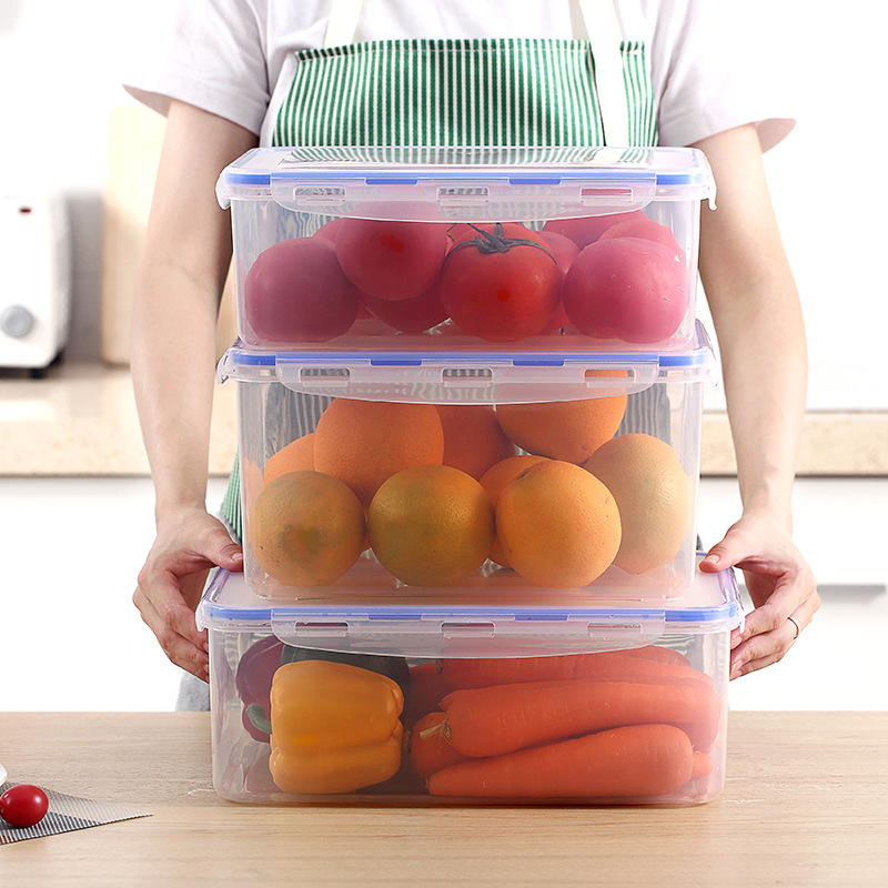 塑料冰箱透明密封保鲜盒可叠加水果蔬菜杂粮收纳盒便捷厨房冷冻盒详情图1