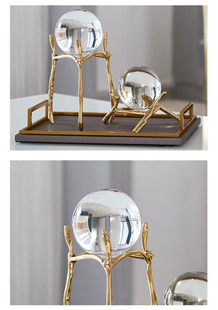 Crystal ball ornaments, European-style living room, model room, soft furnishings, study, entrance hall, office, American-style wine cabinet, light luxury handicrafts Specification image