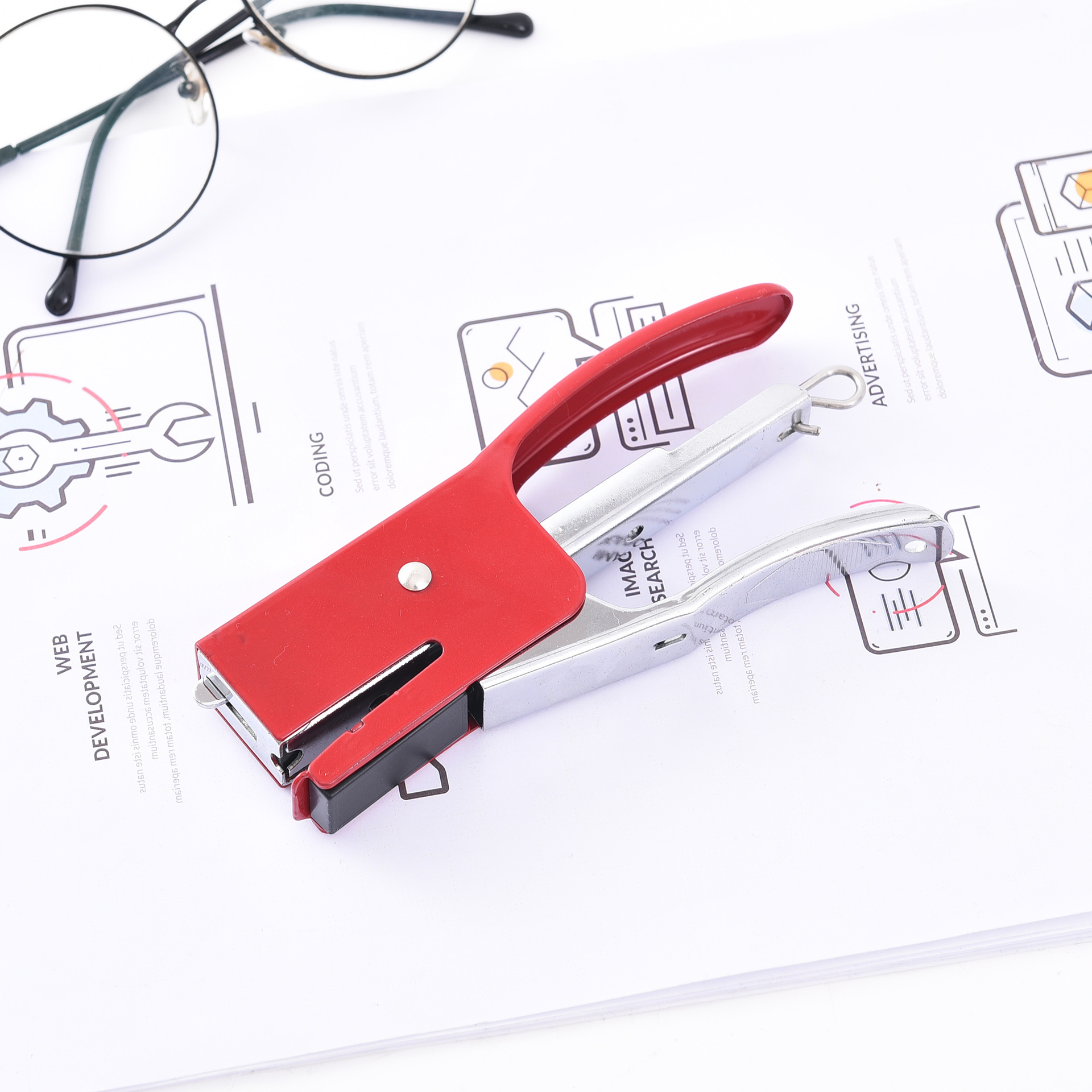 Factory direct supply cross-border exclusive 0210 metal hand-held stapler, metal multi-functional labor-saving type, factory dedicated