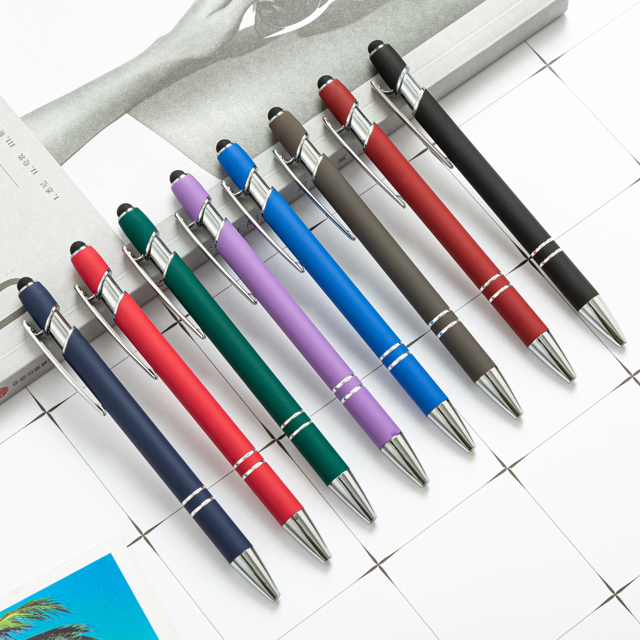 Factory wholesale of metal press pens, aluminum rod pens, capacitive touch ballpoint pens, handwriting touch pens, and LOGO printing