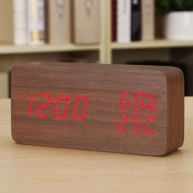 电子时钟 LED温湿度闹钟 木头温湿度时钟 LED木质钟 创意电子礼品详情图4