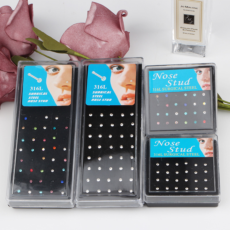 European And American Personality Nose Stud 24/40 Boxed Stainless Steel Piercing Jewelry Nose Set 2Mm Mini Nose Stud In Stock Specification drawing