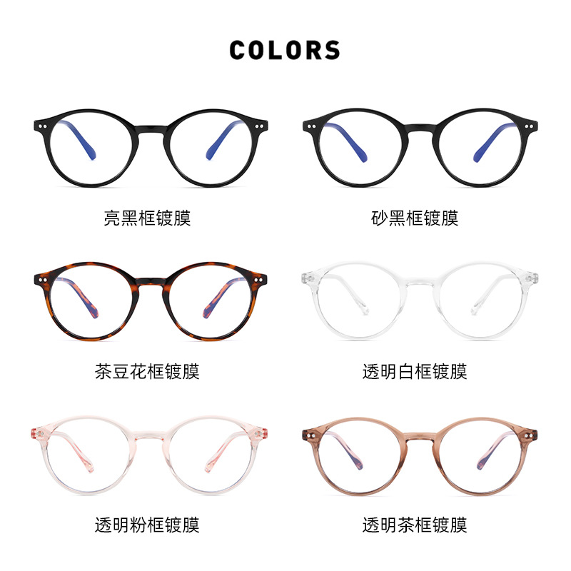 新款防蓝光眼镜复古平光镜圆形镜框近视镜架男女通用平光眼镜批发详情图3