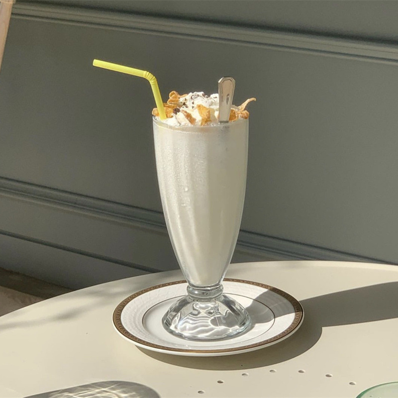 玻璃杯子果汁杯冷饮网红奶茶杯家用创意饮料沙冰冰淇淋奶昔饮品杯图