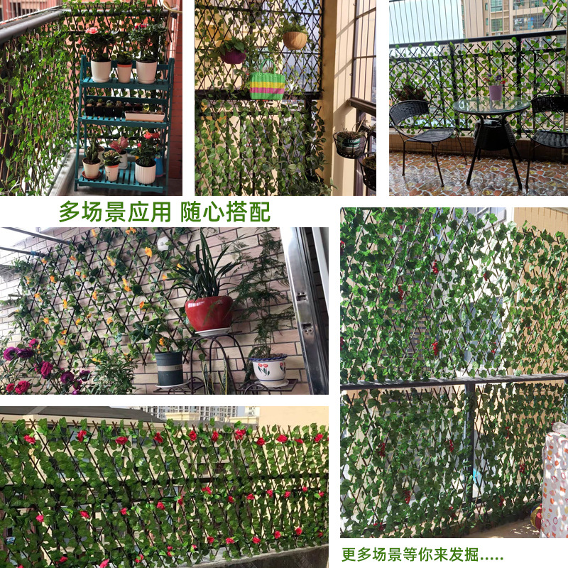 Balcón patio planta retráctiles oclusión verde plantado barandilla barandilla decorativo verde plantado cerca de madera cerca de madera details Picture