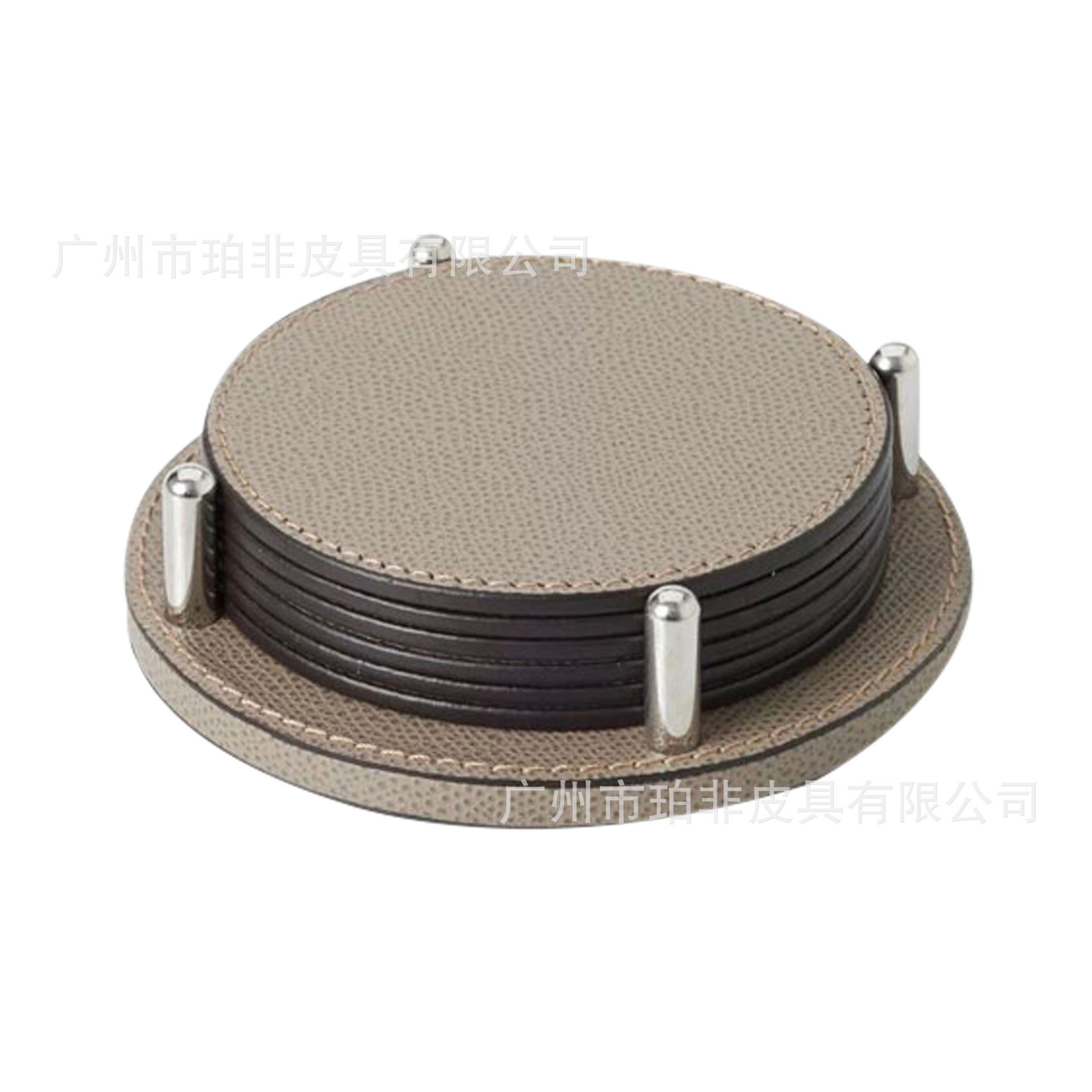 Creative Round Leather Coasters, Pu Imitation Leather Heat-Insulating Tea Coasters, Business Club Coffee Mats, 4-Piece Set Application Scenario