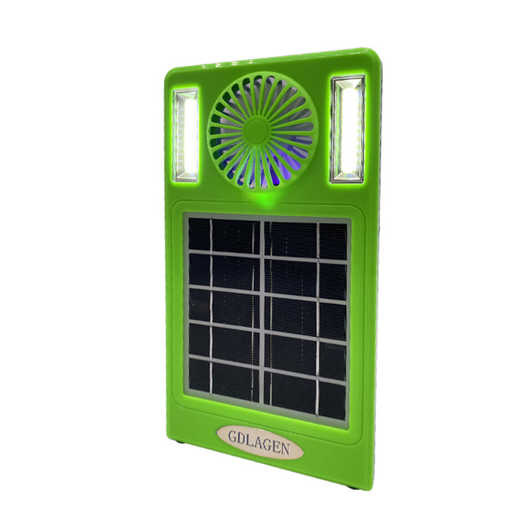 Solar small system, household four-in-one lighting, LED lamp, electric fan, power bank, solar charging version Item Picture