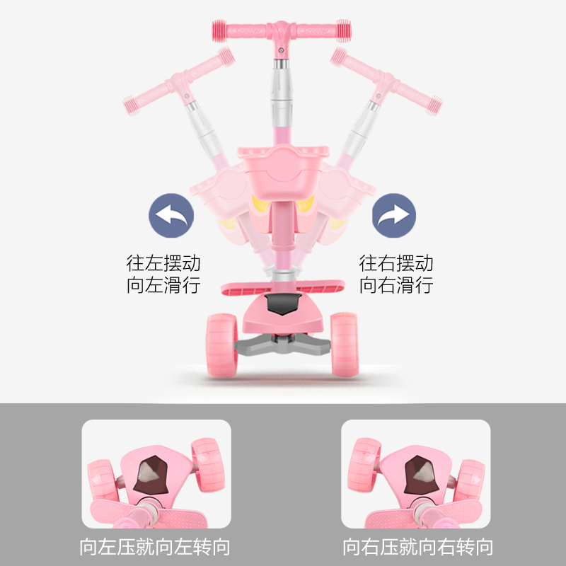 Manufacturers Direct Sales Of Children's Scooters M High 3-In-1 Can Sit 2-6-12 Years Old Children Skateboard Sliding Scooter Application Scenario