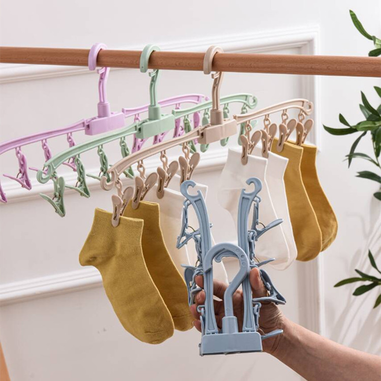 8-clip folding clothes hanger, small item drying rack, multi-purpose portable drying rack, sock hanging rack details Picture