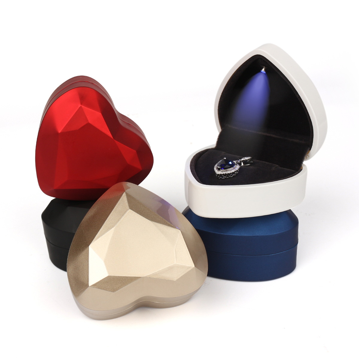 Heart Shaped Led Light Earrings Jewelry Box Jewelry Box Gift Ring Box Jewelry Box Necklace Box Storage Box Packing Box Application Scenario