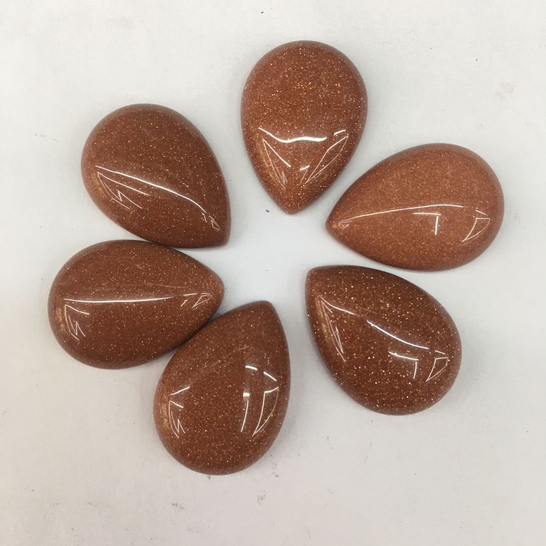 Cross-border direct sales of new golden sand stone water drop ring face, European and American fashionable agate rough stone semi-precious stone wholesale accessories details Picture