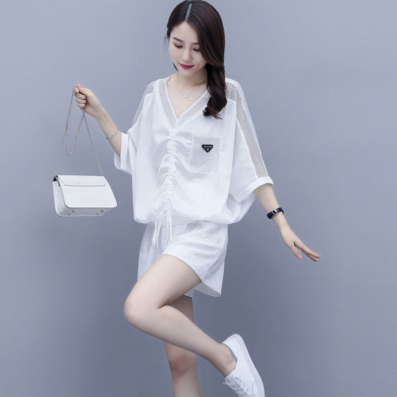 2022夏季新款大码女装韩国东大门休闲时尚洋气减龄小香风套装女装