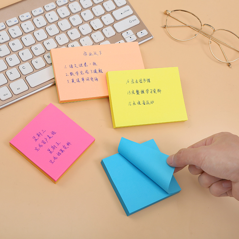 Fluorescent Post-it Notes wholesale students square tear simple Post-it notes Office notes solid color Post-it notes Application Scenario