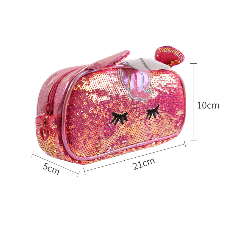 Self-owned brand creative unicorn, sequined large-capacity pen case, student stationery storage bag, hand-held silicone pen case, simple and niche brand style Item Picture