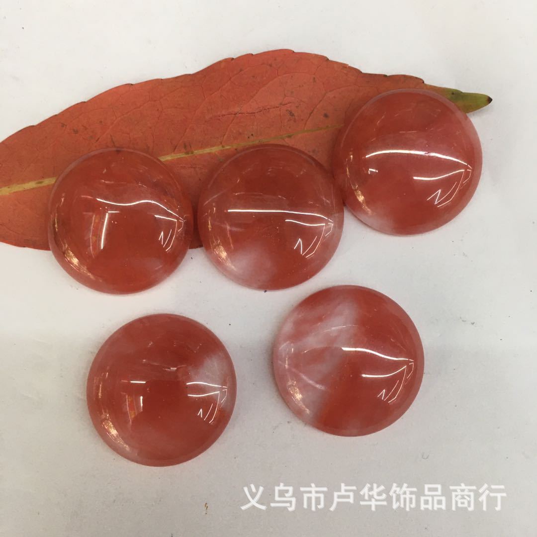 Cross-border direct sales of watermelon red round ring face gemstones, European and American fashionable agate bare stone gemstone jewelry accessories wholesale details Picture