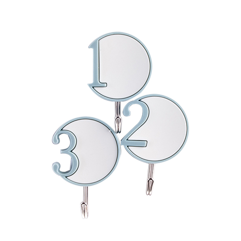 Digital Hook Simple Punch Free Adhesive Single Hook Home Kitchen Bathroom Living Room Bedroom Door Behind The Creative Hook Item Picture