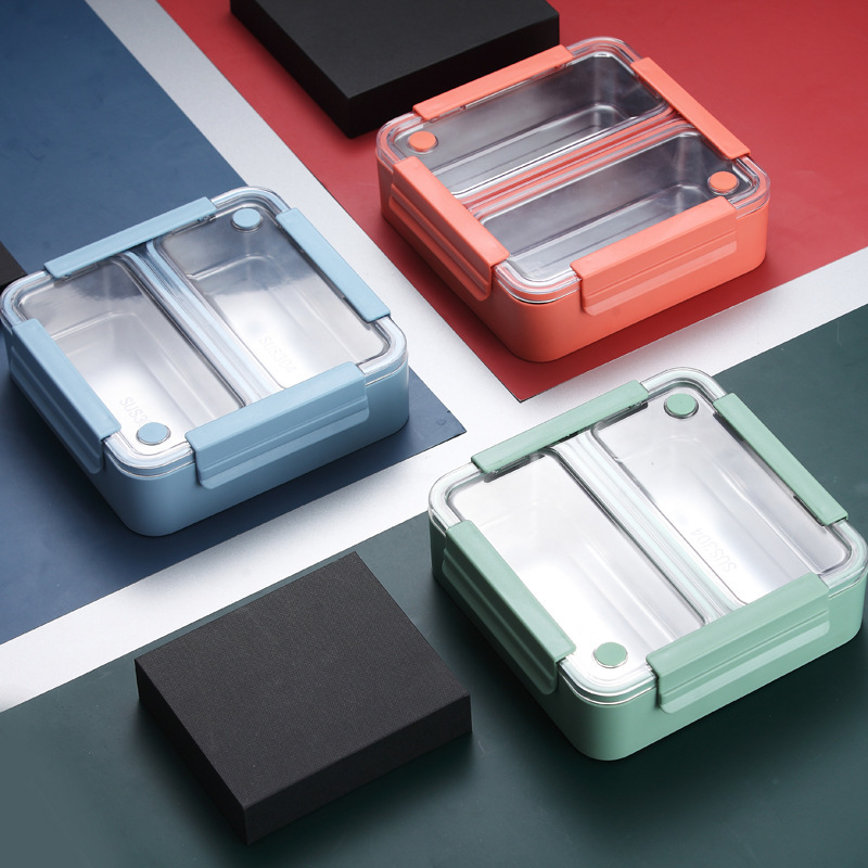 304INS stainless steel insulated lunch box Double split bento box 1100ml non-tandem lunch box Fast food box Specification drawing