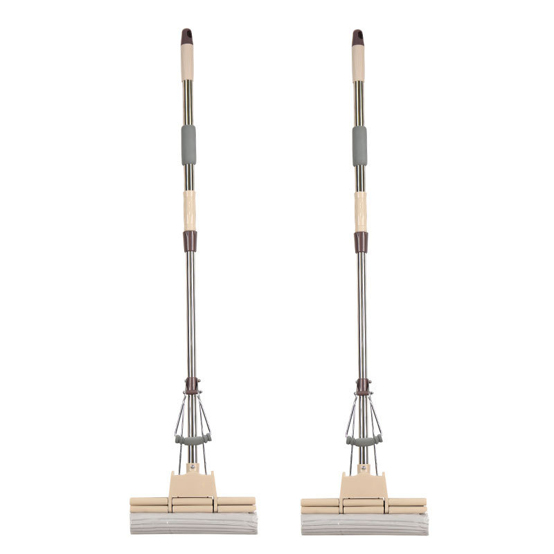 Sponge mop 27cm double roller water squeezing no hand washing, absorbent rubber cotton telescopic stainless steel rod factory direct sales 051-27