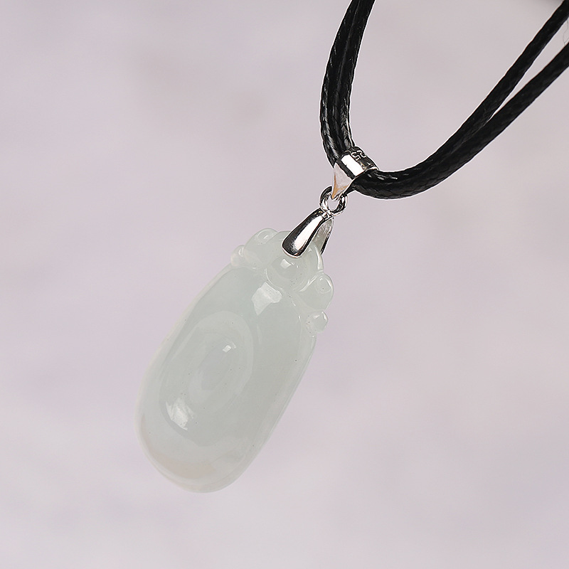 Chinese-style jade ruyi pendant for women, natural A-grade glutinous jade ruyi pendant S925 silver clasp collarbone necklace details Picture