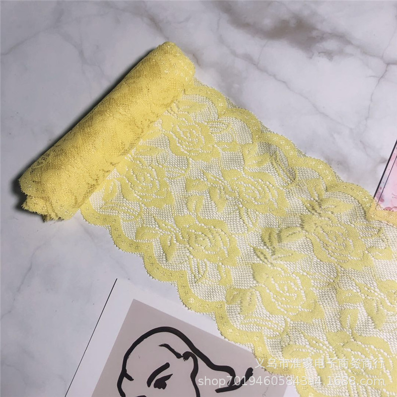 Factory direct sales and immediate supply of elastic lace, nylon 15 cm, spandex lace soft underwear fabric Item Picture