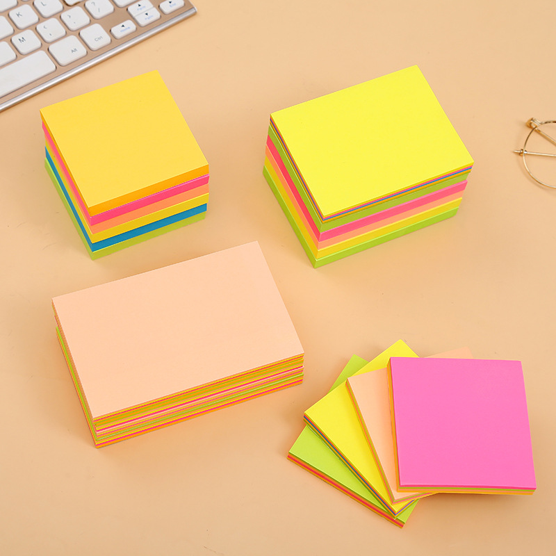 Fluorescent Post-it Notes wholesale students square tear simple Post-it notes Office notes solid color Post-it notes full figure