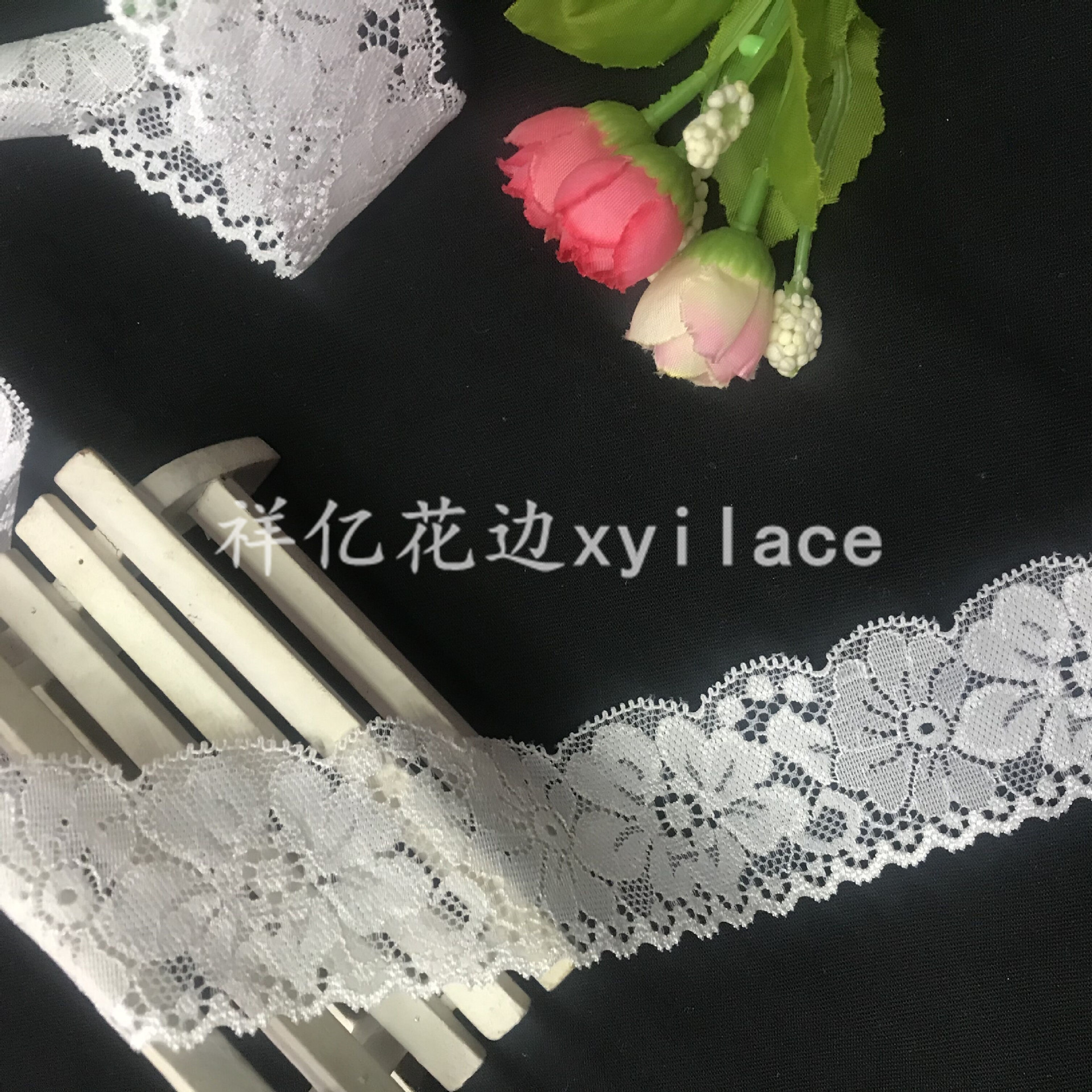 Elastic lace, double-sided wide lace, lace fabric, clothing accessories, embroidered lace details Picture