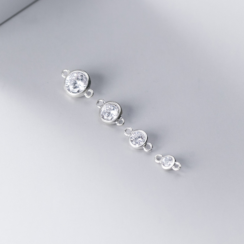 S925 Silver Double Ring Micro-Inset Zircon Single Ring Pendant Double Ring Bracelet Necklace Link Buckle Accessories S0864 Application Scenario