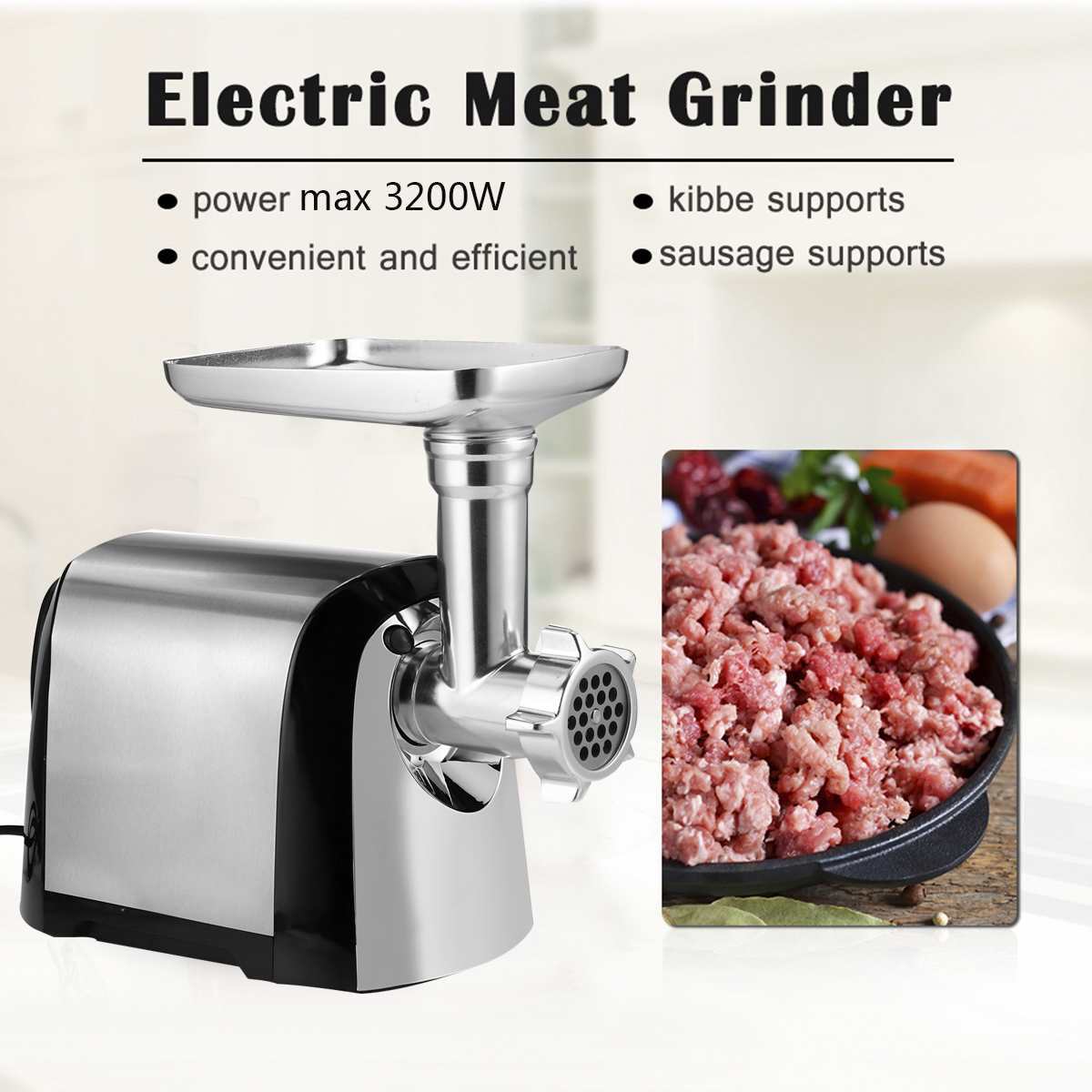 088 Electric meat grinder, household multi-functional fully automatic stainless steel meat mincing machine, small commercial sausage stuffing machine details Picture