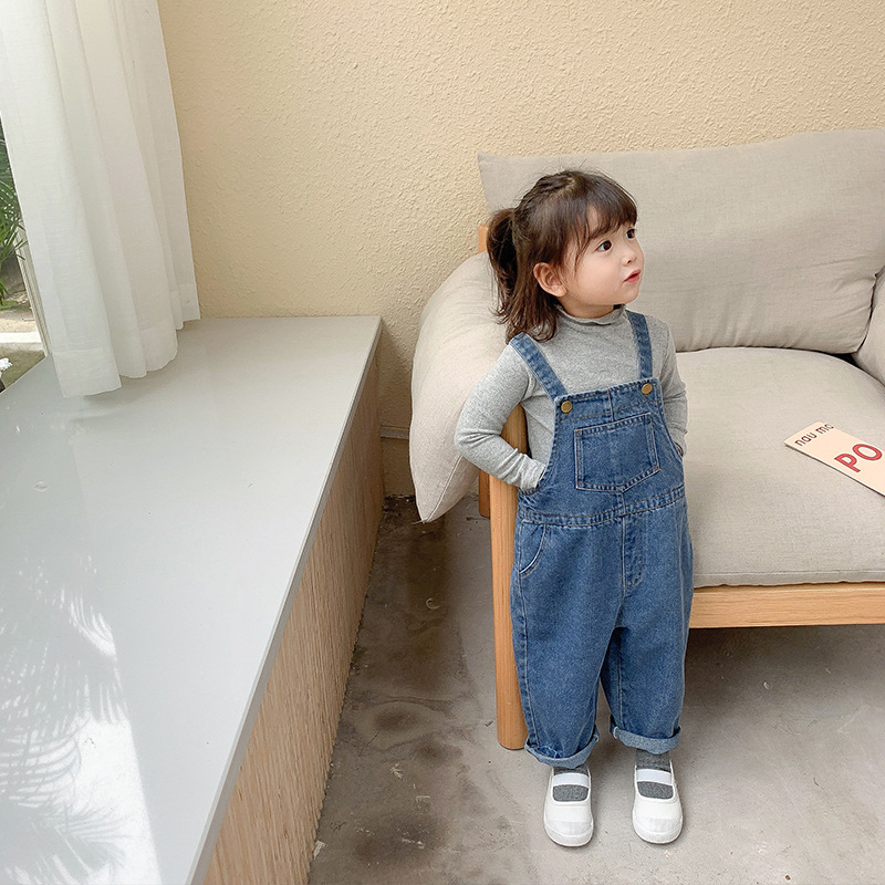 Korean-style children's overalls, stylish and casual denim pants for boys and girls in spring and autumn 2020 details Picture