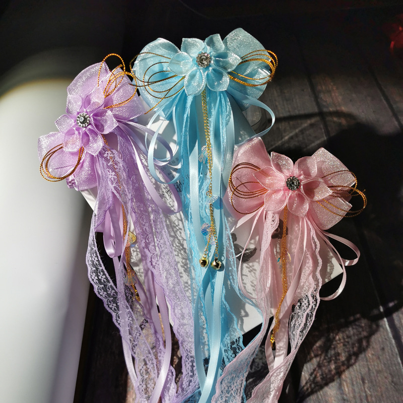 National trend series Hanfu flower headwear, fairy bow, fairy boy ancient-style ribbon hair accessory, princess hair flower, Chinese-style hair clip