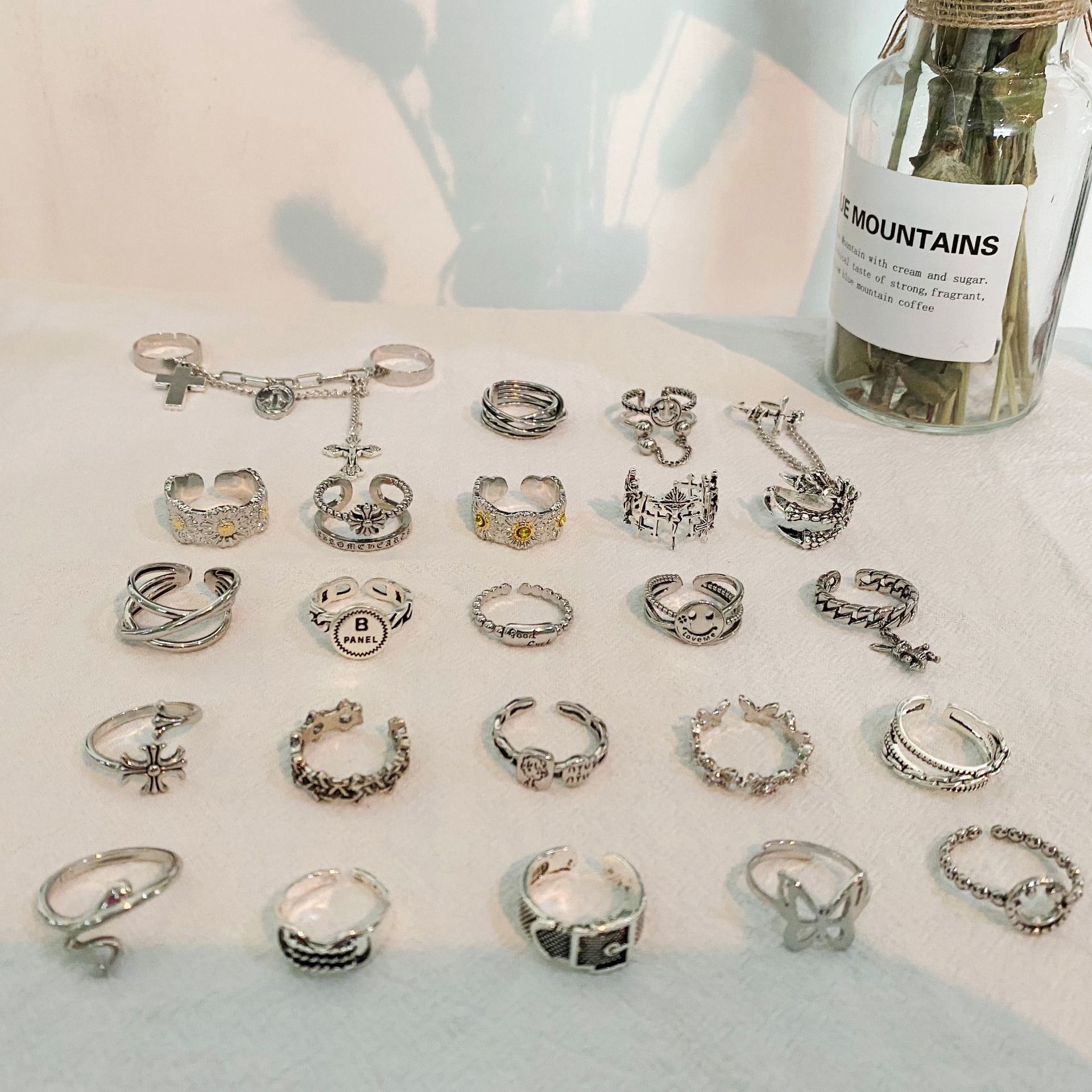 ins Japan and South Korea in stock, multiple adjustable opening rings, classic and versatile, trendy ring manufacturer, straight hair jewelry, trendy pomelo ear details Picture